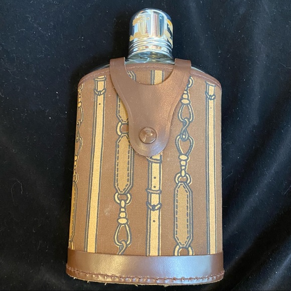 Vintage Herz England, Glass Flask with Fabric Sheath, Hip Flask - Picture 1 of 17
